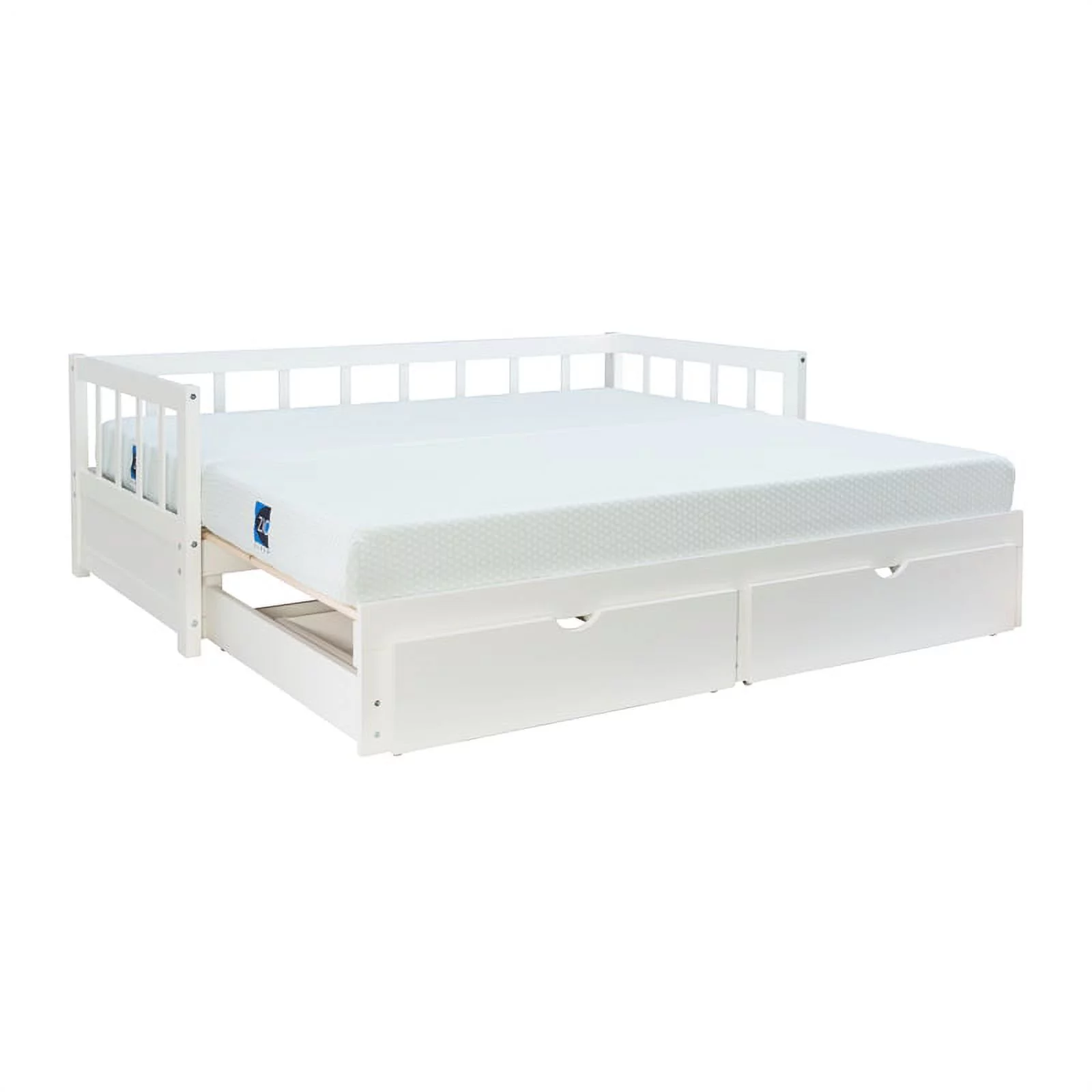 Linon Macey Wood Storage Trundle Daybed in White