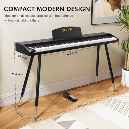 Digital Piano Keyboard for Beginners,Full Size 88 Key Semi-Weighted Keyboard Electric Piano with Stand,Power Adapter,Sheet Music Stand,Pedal