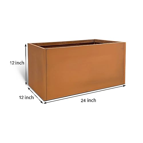 Corten Steel Planter Box Outdoor Planter Metal Square Large Steel Flower Pot Rustic Cube Patina Tall Plant 20 Inch Durable Antique for Commercial