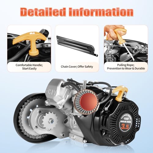 100cc Bicycle Engine Kit, 3.5HP 2 Stroke Motorized Bike Kit, Single Cylinder Air-cooling Gas Petrol Motorized Bike Engine for 26-28" Bikes