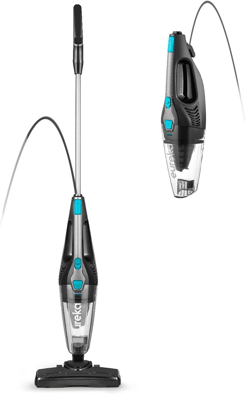 Eureka Flash Lightweight Stick Vacuum Cleaner, 15KPa Powerful Suction, 2 in 1 Corded Handheld Vac for Hard Floor and Carpet, Black