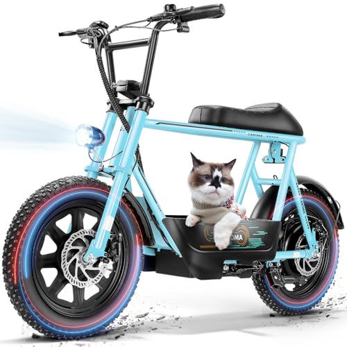 Caroma Peak 500W/800W/1200W Electric Scooter with Seat, 16 * 3" Fat Tire Ebike for All-Terrain, Max 15/25/30 Miles Ranges&20MPH