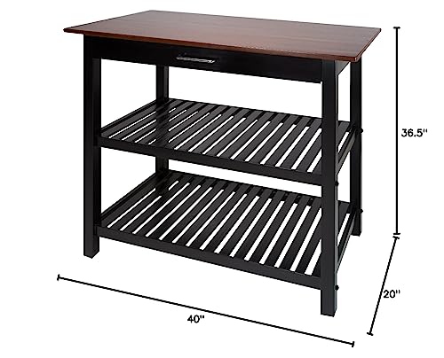 Casual Home Kitchen Island with Solid American Hardwood Top, Natural/White, 40" W (373-91)