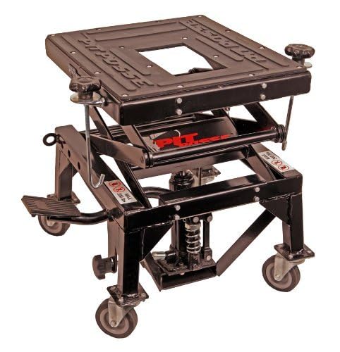 Pit Posse PP2551S Motorcycle ATV Scissor Floor Jack Lift Table Stand with Caster Wheels 13 Inches Thru 36-Inch-High - Stable - Safe - Comfortable
