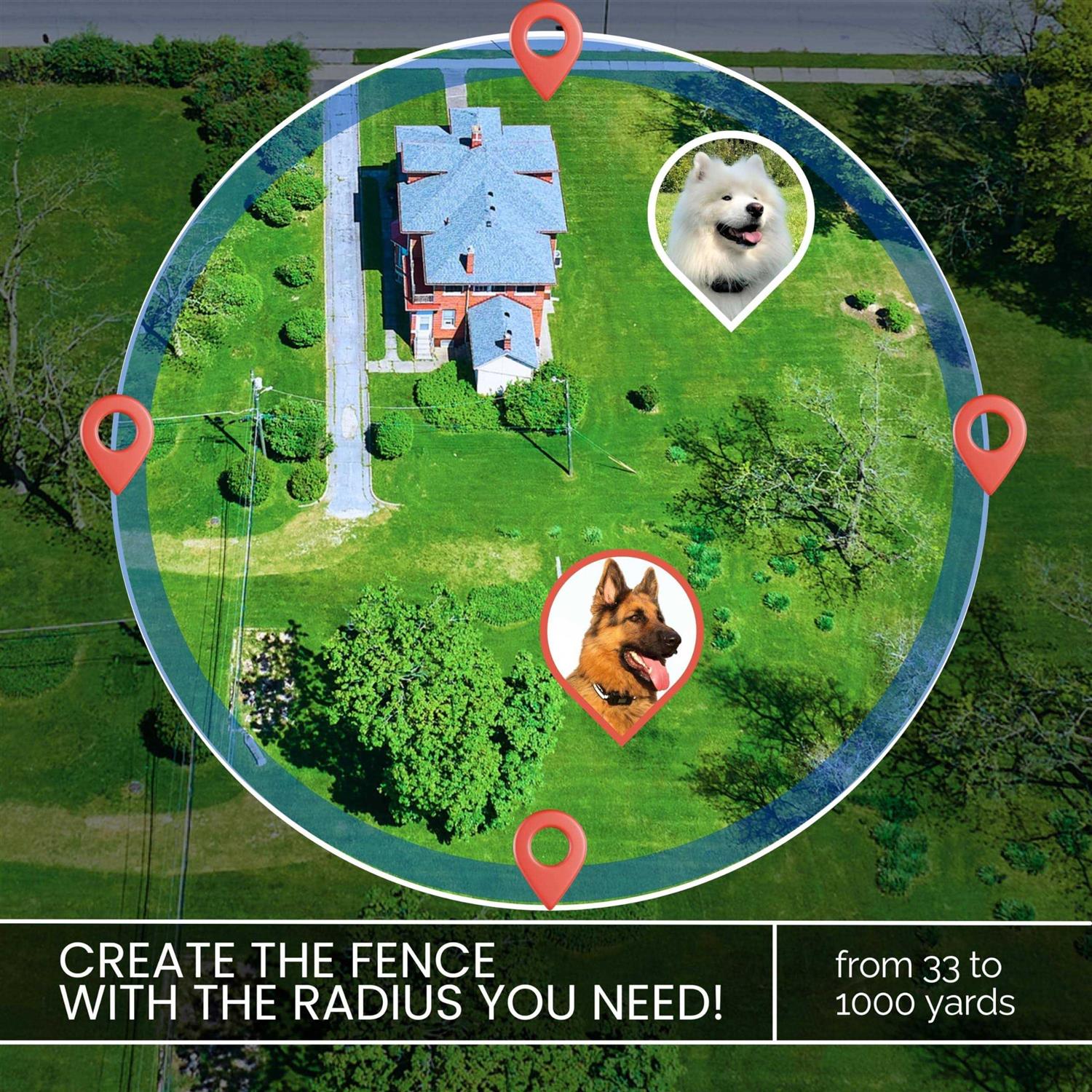 Pawious GPS Dog Fence Wireless Dog Fence, Range 33-1000 Yards - Pet Supplies online store