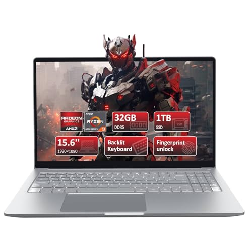 15.6" FHD Gaming Laptop with AMD Ryzen 9 6900HX (8/16, Up to 4.9GHz), 32GB DDR5 RAM, 1TB NVMe SSD Windows 11 Pro Laptops, Backlit KB, Privacy Camera
