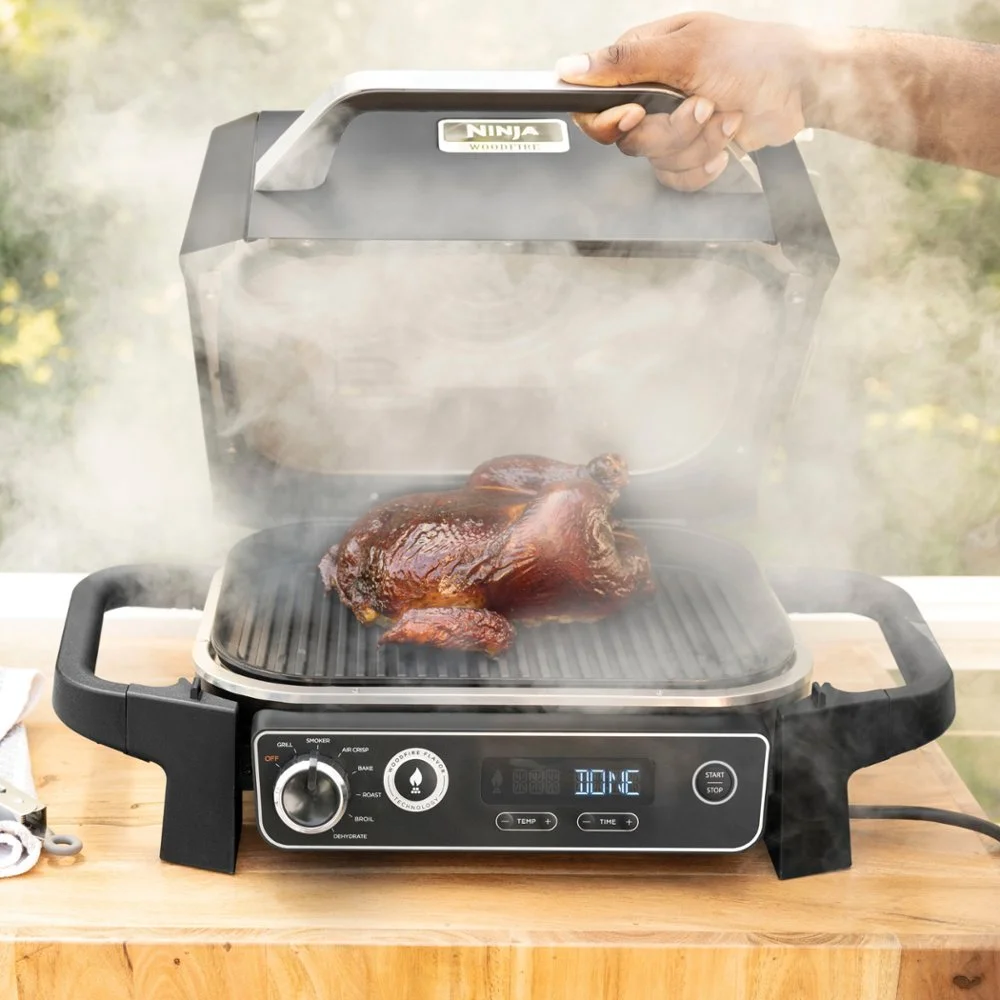 Woodfire Outdoor Grill & Smoker, 7-in-1 Master Grill, BBQ Smoker, & Outdoor Air Fryer with Woodfire Technology - Grey OG701