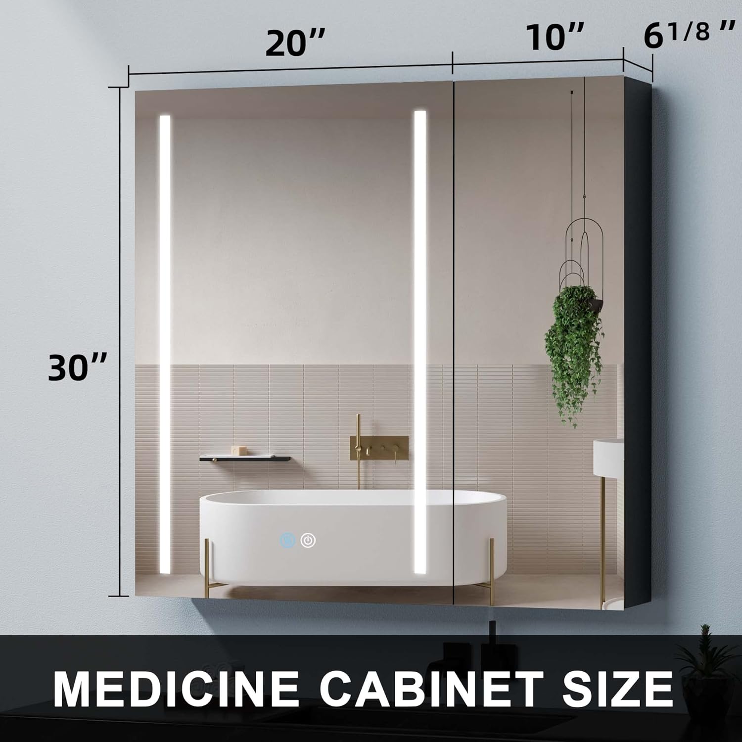 30x30 Inch LED Bathroom Medicine Cabinet Surface Mount Double Door Lighted Medicine Cabinet, Medicine Cabinets with Mirror Defogging Dimmer