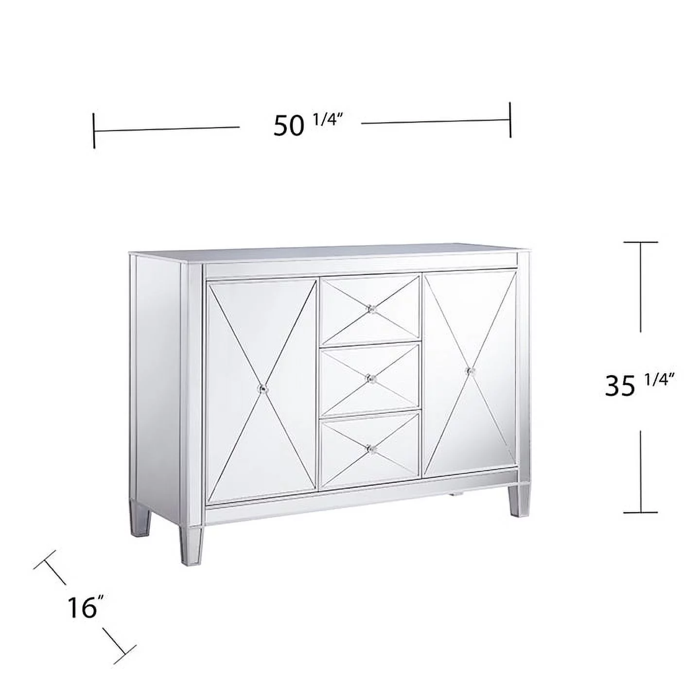SEI Furniture Mirage 3-Drawer Mirrored Cabinet 50.25 x 35.25