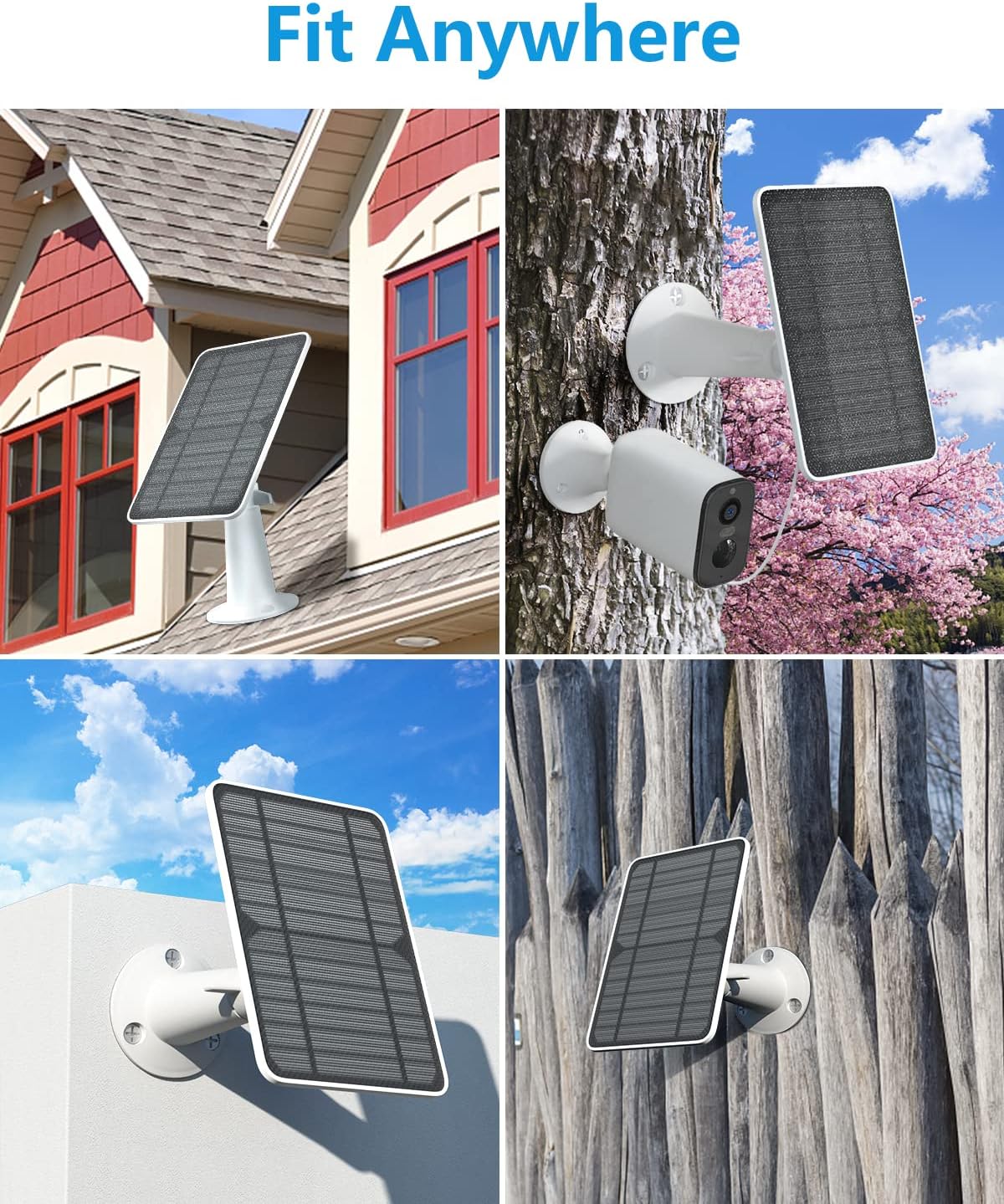 Solar Panels for Wireless Outdoor Security Camera, 5V 4W Waterproof Solar Panel Kit for Rechargeable Battery Surveillance Cam