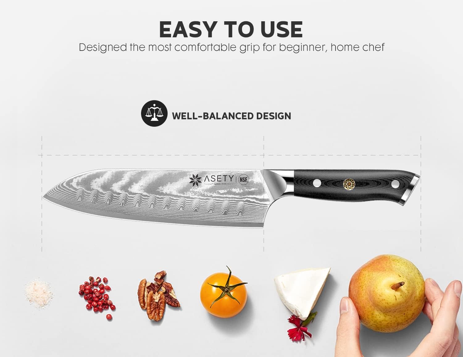 Damascus Knife Set 3 PCS, NSF Food-Safe Japanese Kitchen Knife Set with VG10 Steel Core