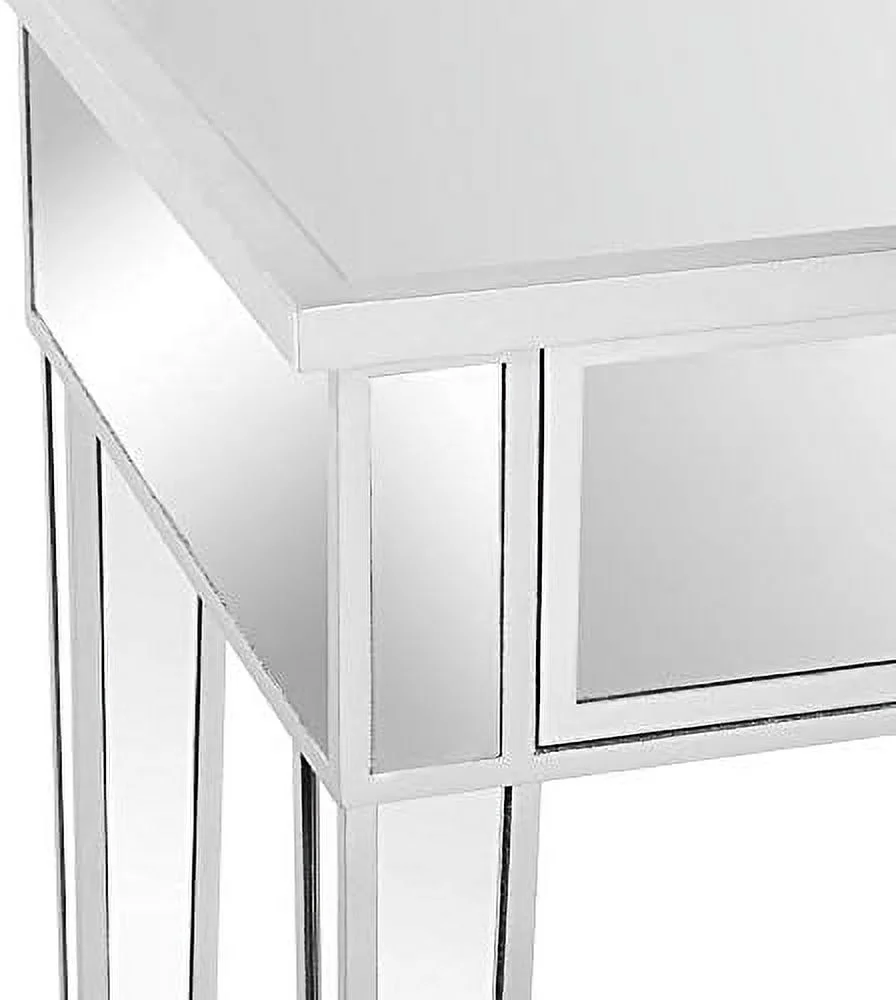 TJBOLIFE Mirrored Nightstand Set of 2  End Table  Small Modern Bedside Table/Night Stand with Drawer for Bedroom Living Room  Silver