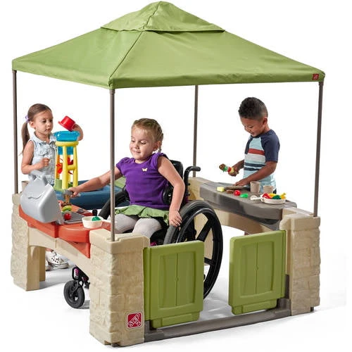 Step2 All-Around Playtime Patio with Canopy with 16 Play Accessories Playhouse Kids Outdoor Toys