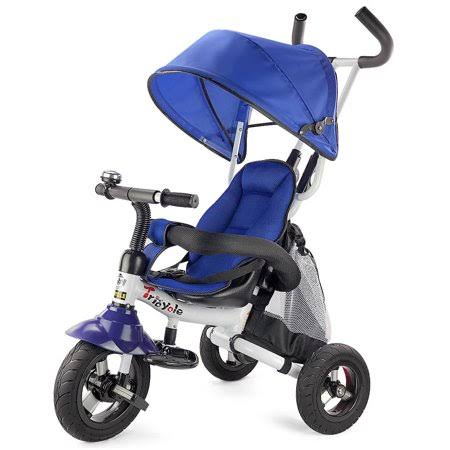 Goplus 4-in-1 Kids Baby Stroller Tricycle Detachable Learning Toy Bike w/ Canopy Bag Blue