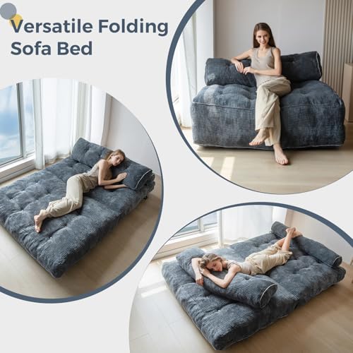 MAXYOYO Folding Sofa Bed, Convertible Sleeper Chair with Pillow Foldable Mattress with Back Support