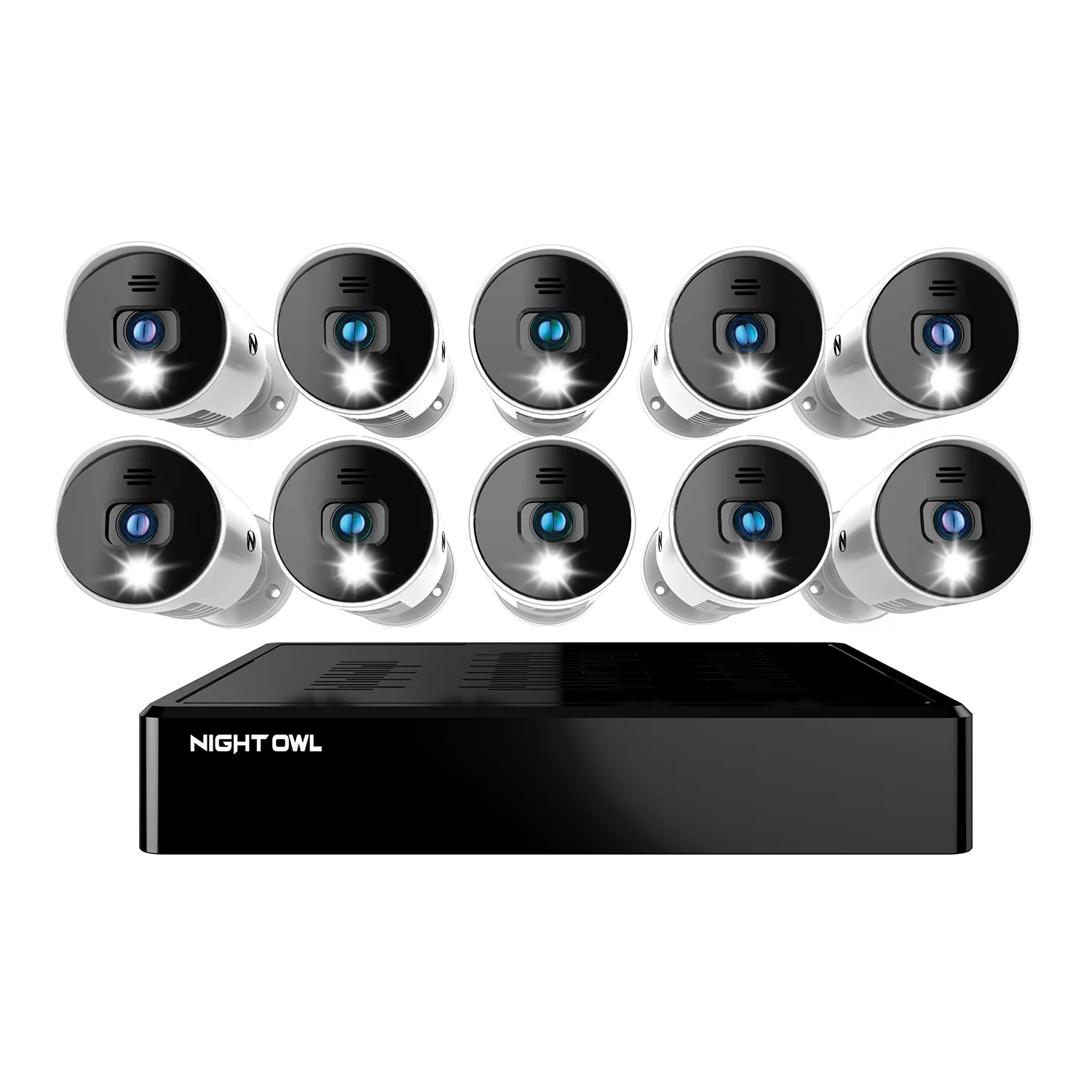 Night Owl Security Camera System CCTV, 16 Channel Bluetooth DVR with 1TB Hard Drive, 10 Wired 1080p HD Spotlight Surveillance Bullet Cameras