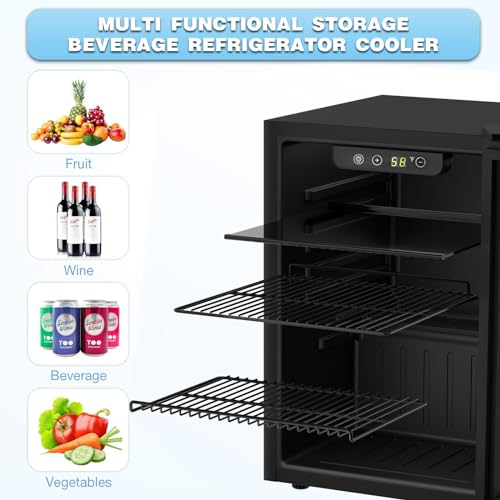Antarctic Star Beverage Refrigerator Cooler, Mini Fridge Glass Door for Beer Drinks or Wine for Home and Bar, Electronic Temperature Control