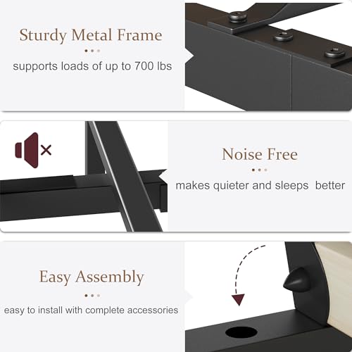 GAOMON Full Bed Frame, Platform Full Size Bed Frame with Wood Headboard, Metal Full Bed Frame with Under Bed Storage and Support Legs, Noise Free