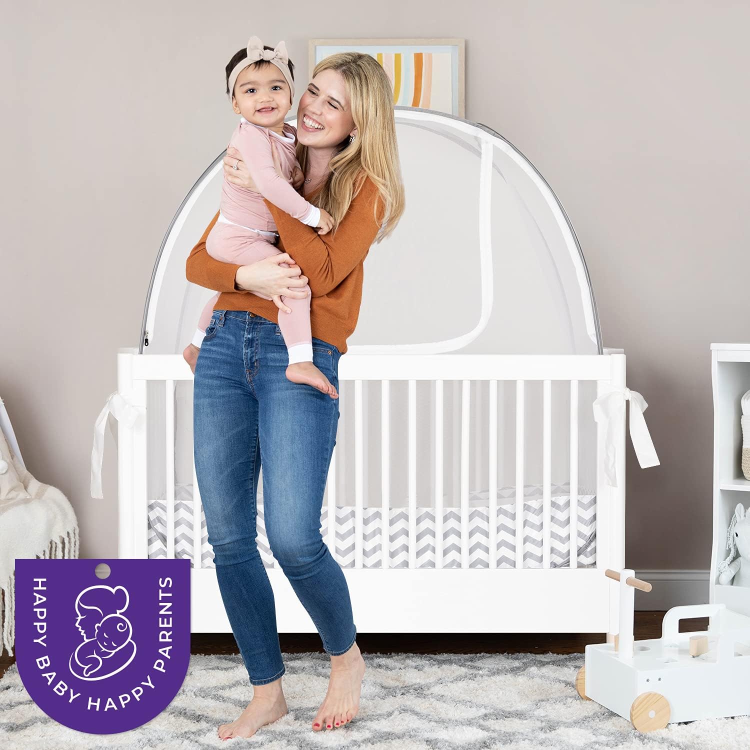 Baby Crib Tent By Pro Baby Safety | Infant Mosquito Netting Made from Fine See Through Mesh Prevent Toddlers from Climbing Out of The Crib