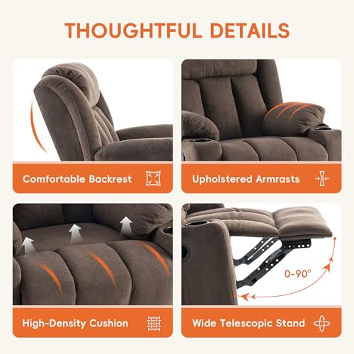 Rocker Swivel Recliner Chair for Adults, Overstuffed Large Manual Recliner Glider with Massage and Heat