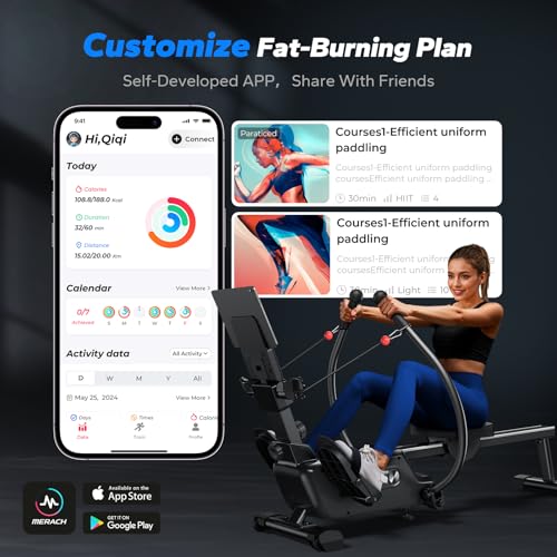 MERACH Sculls Rowing Machines for Home, Magnetic Rowing Machine with 16-Level, Simulate Real Row, Ultra-Quiet Rower