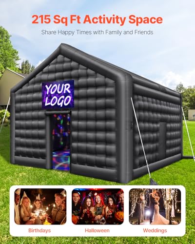 VEVOR Inflatable Nightclub, 26.2 x 19.7 x 13.1 Ft, Blow up Party Tent with Disco Lights & 1100W Blower, Large Inflatable Night Club Tent for Adults