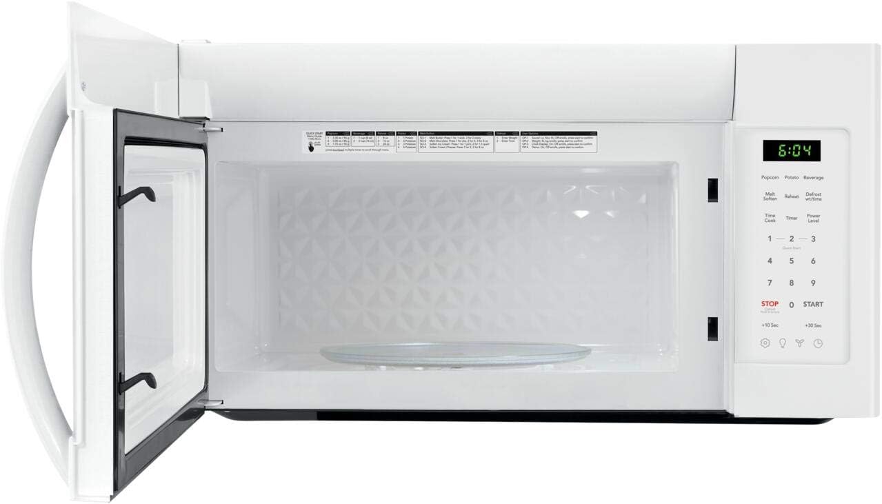 Frigidaire FFMV1846VW 30" White Over the Range Microwave with 1.8 cu. ft. Capacity, 1000 Cooking Watts, Child Lock and 300 CFM in White