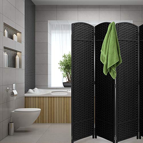 Sorbus 8-Panel Black Room Divider with Double Hinged Panels, 6 ft Tall Folding Privacy Screen