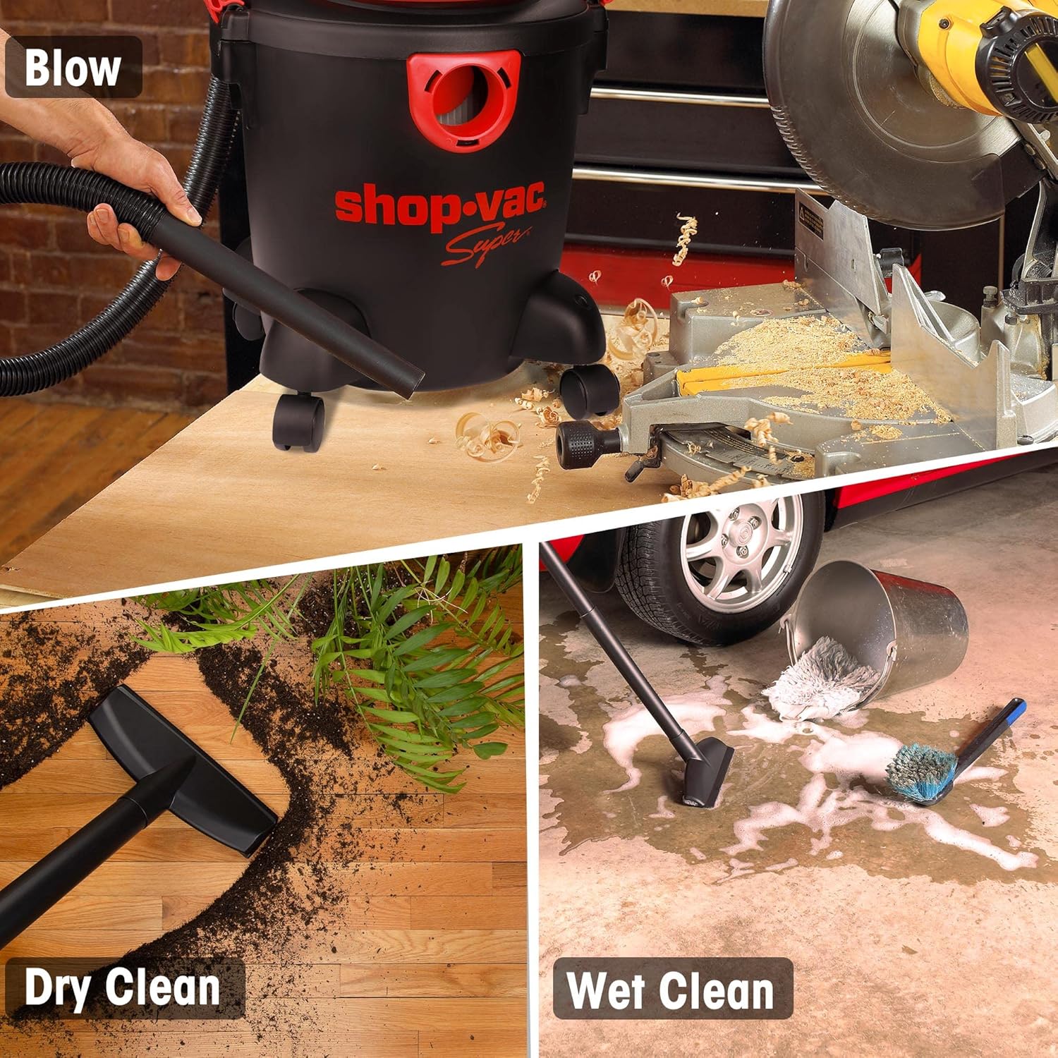 Shop-Vac 5 Gallon 3.5 Peak HP Wet/Dry Vacuum, Portable Heavy-Duty Shop Vacuum 3 in 1 Function with Attachments for House, Garage & Workshop