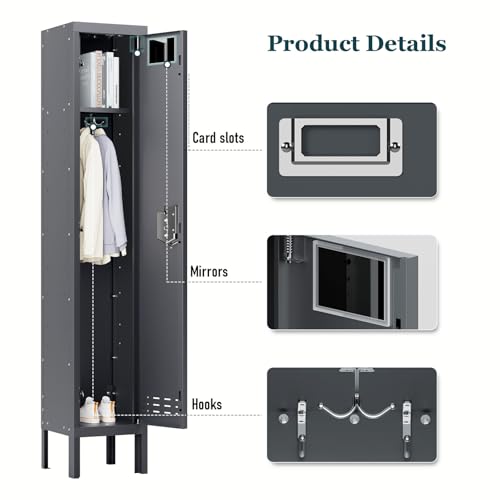 Metal Locker with 5 Doors,Lockers for Employees,66'' Steel Storage Locker for School,Gym, Office, Office,Garage