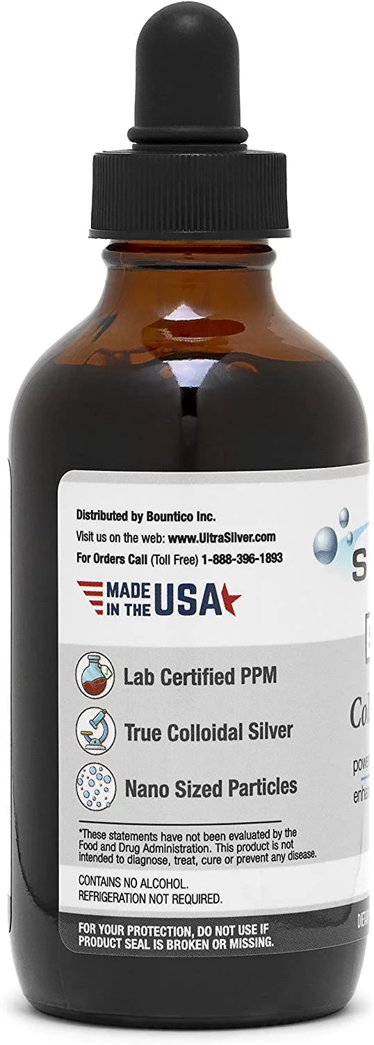 Ultra Silver® Colloidal Silver | 10000 PPM 4 Oz (118mL) | Mineral Supplement | True Colloidal Silver - with Dropper