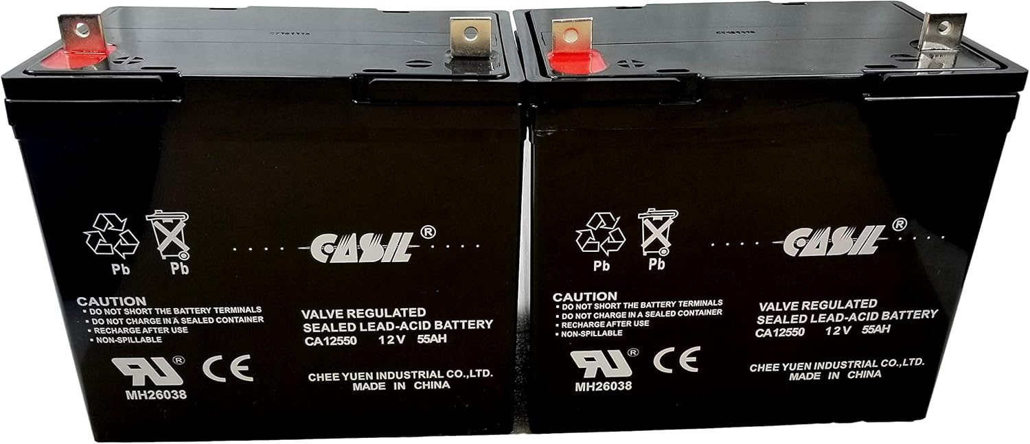 2 Pack 12v 55ah Group 22NF Quantum Q6000 Q6000Z Pediatric Q600XL Q614 QG Edge 2.0 Power Chair Quickie Design P500 ZIPPIE Z500 Rhythm M3 M5