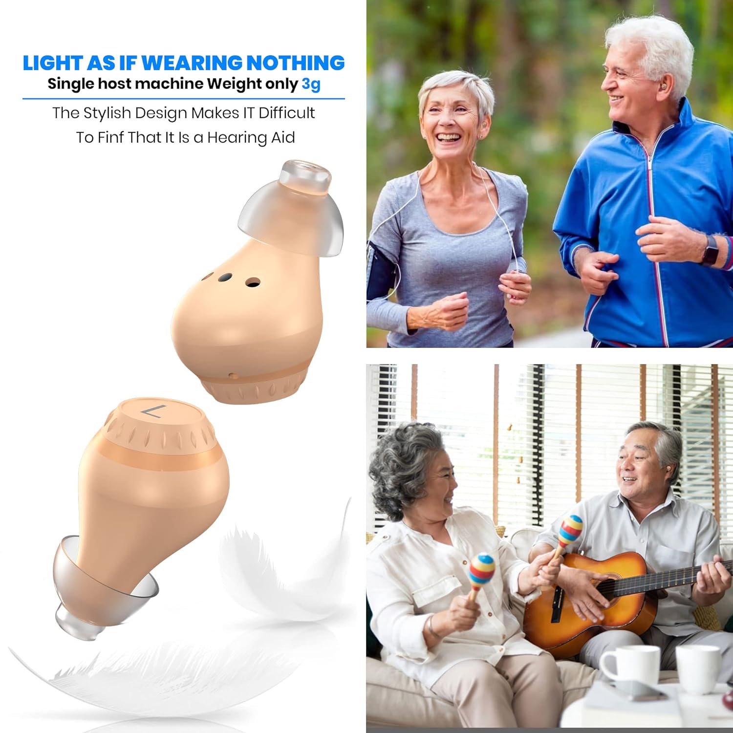 LEEL Hearing Aids, hearing aids for seniors rechargeable with noise cancelling, Nano Hearing Aid with smart sensor switch and volume control