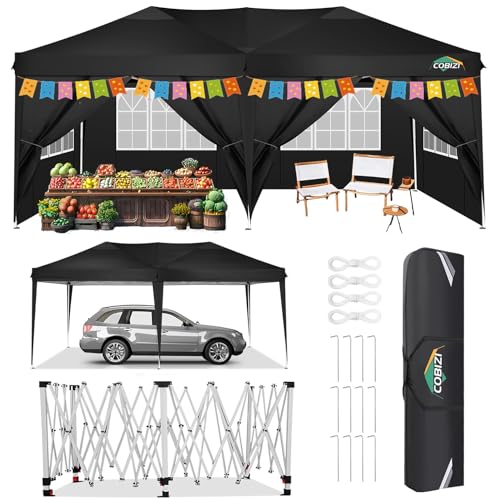 COBIZI 10x10 Pop up Canopy Tent Protable Canopy Tent with 4 Sidewalls Waterproof Commercial Instant Shelter for Parties, Wedding