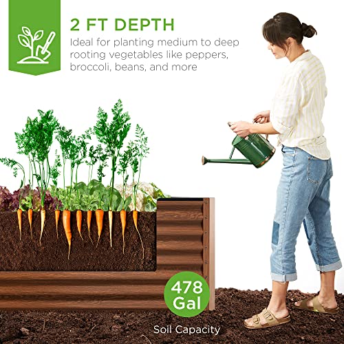 Best Choice Products 8x4x2ft Outdoor Metal Raised Garden Bed, Deep Root Planter Box for Vegetables, Flowers, Herbs