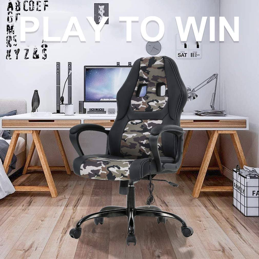 Camo Racing Gaming Chair Home w/ Lumbar Support Headrest Armrest