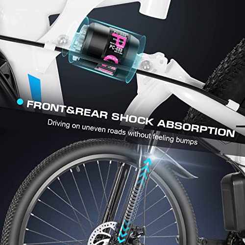 Vivi Electric Bike for Adults 750W Peak Folding Electric Mountain Bike 26'' Commuter Ebike 22MPH Adult Electric Bicycles with Removable Battery