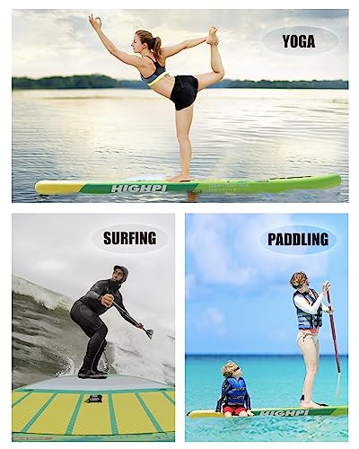 Highpi Inflatable Stand Up Paddle Board Premium SUP Accessories, Backpack, Wide Stance, Surf Control, Non-Slip Deck, Leash, Paddle and Pump