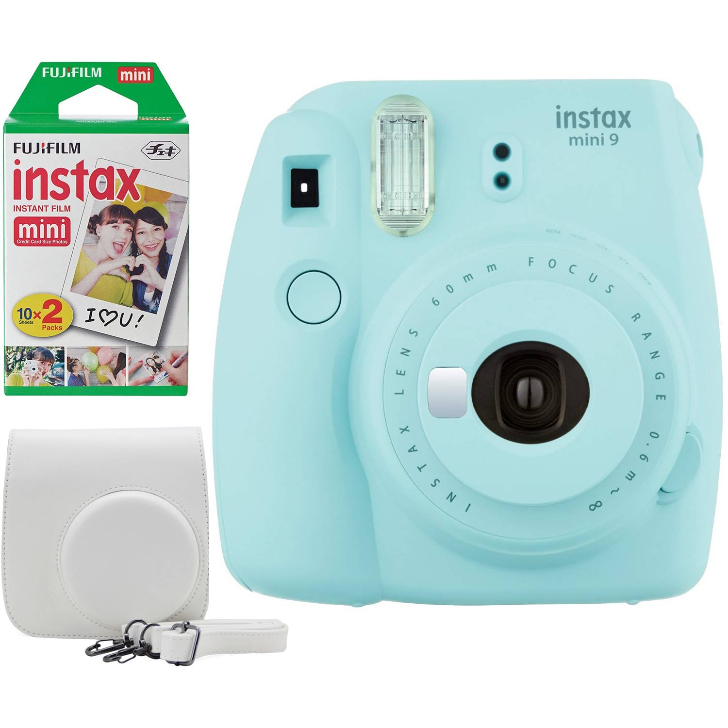 Fujifilm Instax Mini 9 Instant Film Camera - Ice Blue - includes Bundle with Case and Film