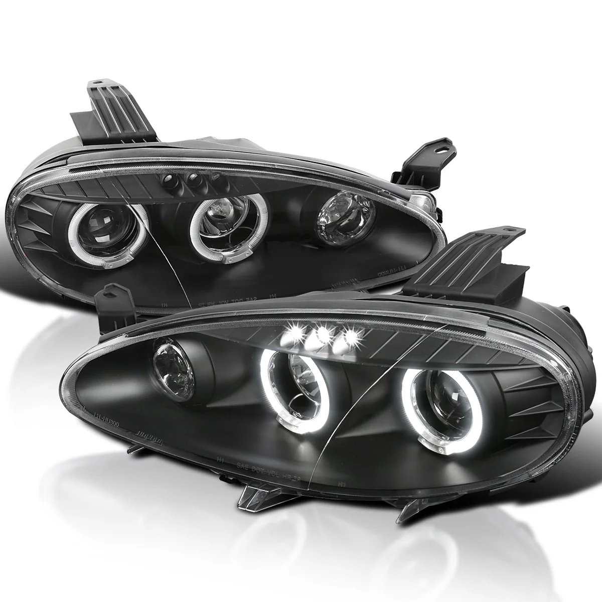 Spec-D Tuning Black Halo Projector Headlights Compatible with 2001-2005 Mazda Miata MX-5 Left + Right Pair Headlamps Assembly - Radiant Selections
