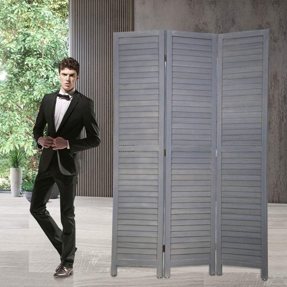Room Dividers and Folding Privacy Screens, 3 Panel 69 Inch Tall Portable Room Seperating Divider, Handwork Solid Wood Room Divider Wall