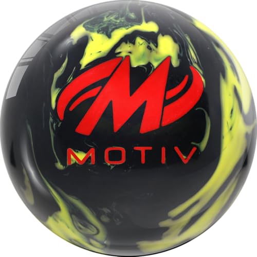 MOTIV Supra Clutch Bowling Ball, Light-Medium Oil, Solid Black with Yellow Pearl Hybrid, Available in 12-16 pounds