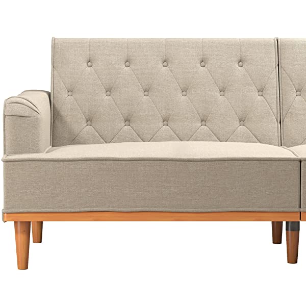 Mr. Kate Stella Vintage Convertible Sofa Bed Futon, Tan Linen