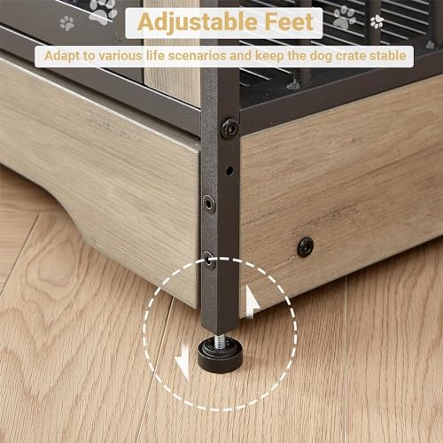 Rovibek 86" Stackable Dog Kennel Furniture with Removable Divider & 3 Doors, Double Dog Crates Furniture for 2 Dogs, Corner Dog Crate Furniture