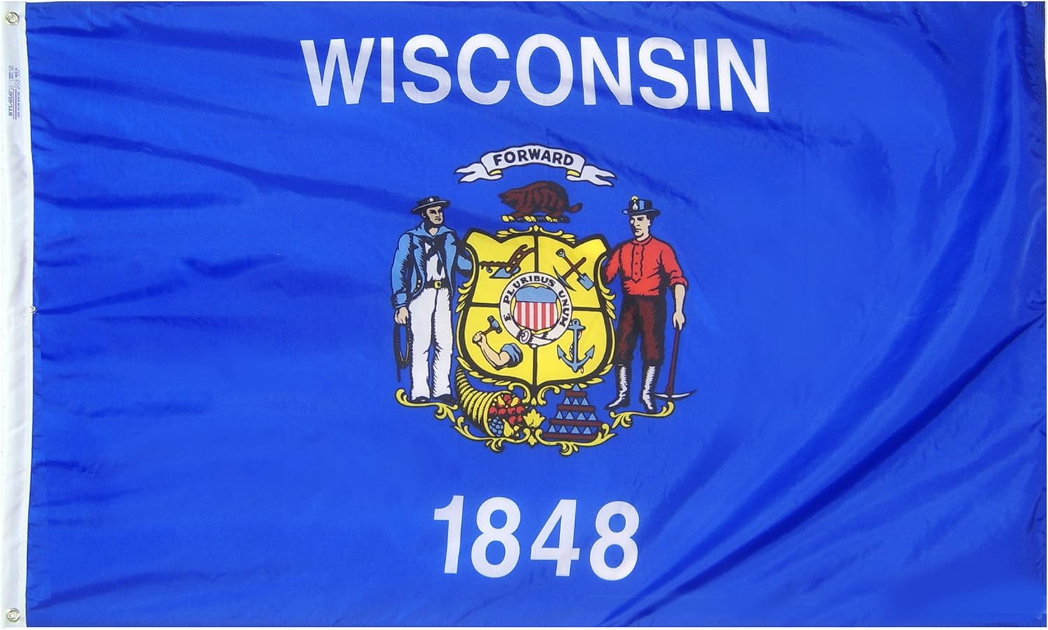 Annin Flagmakers Wisconsin State Yard Flag USA-Made to Official State Design Specifications, (Model 145960)