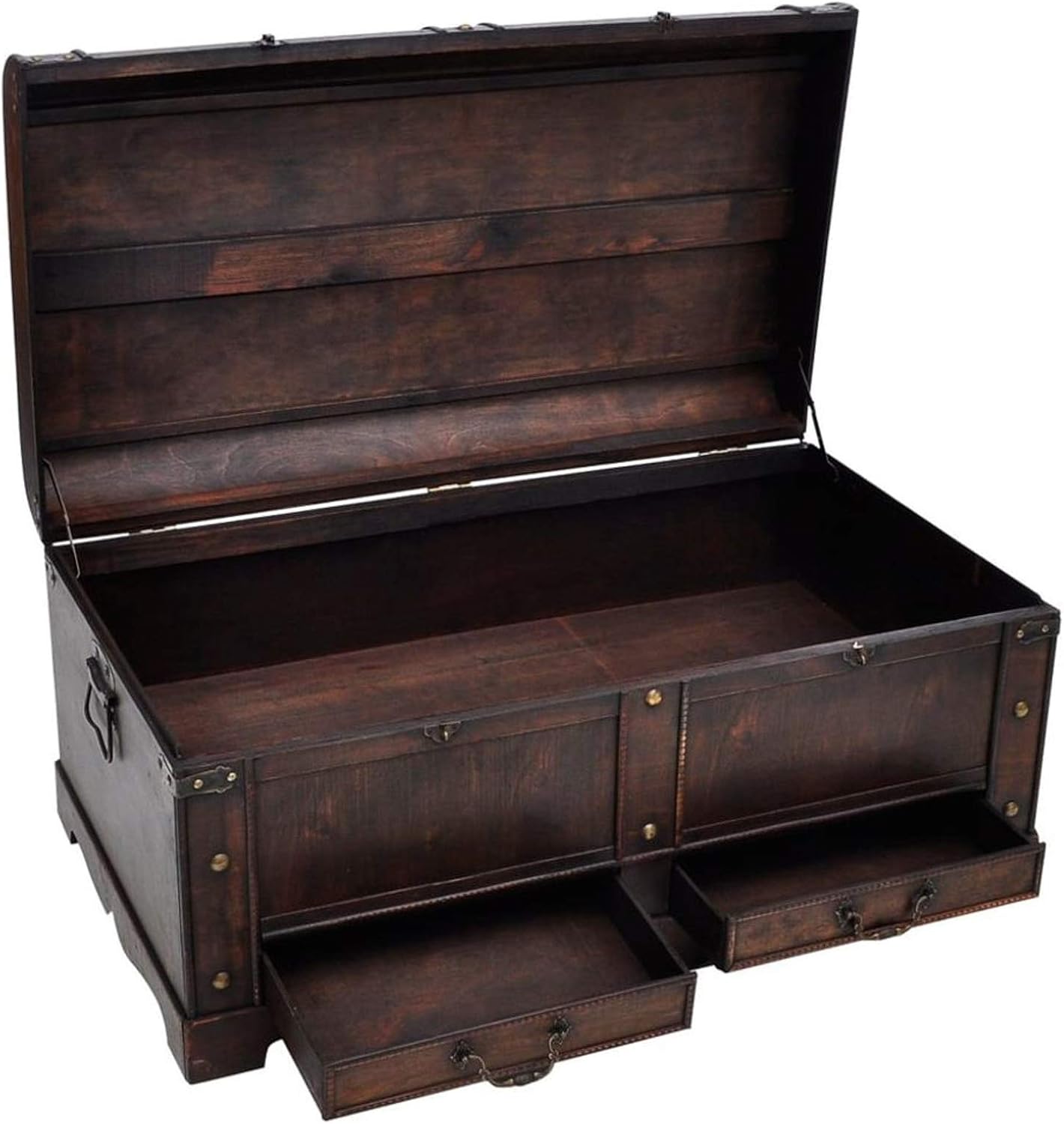 Extaum Vintage Style Storage Box, Trunk Cabinet, Wooden Treasure Chest