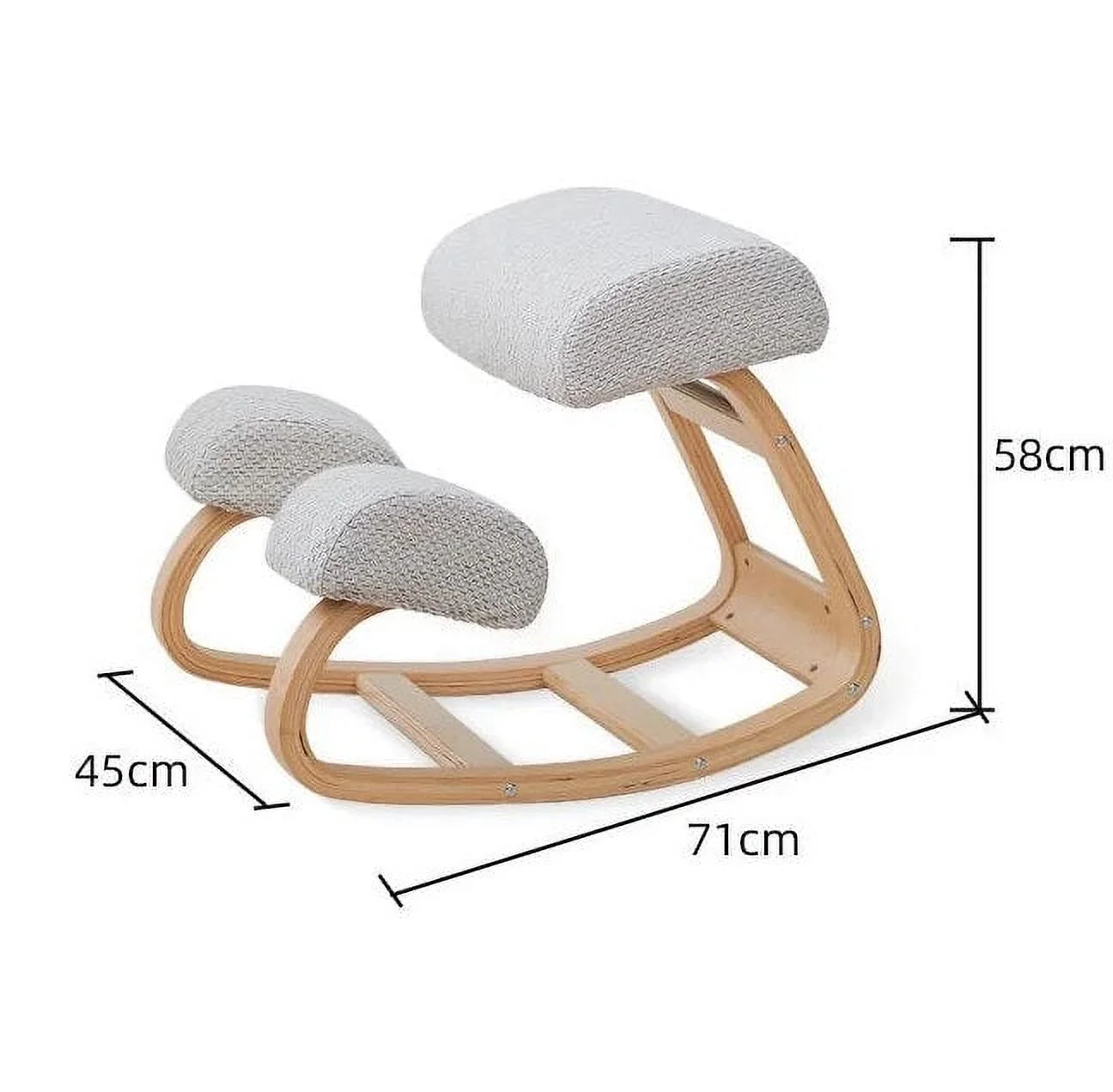 Posture Home Ergonomic Improving Body Kneeling Chair Stool W/ Thick Cushion Office Chair Rocking Wood Knee Computer Chair