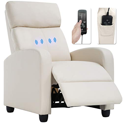 BestMassage | Recliner Chair | with 2 Point Massage Function | Black | with Lumbar Support, Adjustable Push Back, Wide Armrests