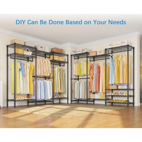 VIPEK V5 Portable Closet Wardrobe Heavy Duty Clothes Rack, Freestanding Clothing Rack with 4 Hang Rods & 8 Shelves, Adjustable Closet Racks