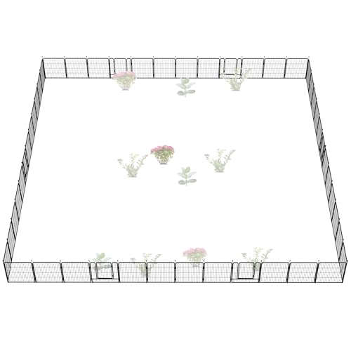 FXW Garden Fence 40in(H) x 36.0ft(L), 16 Panels Decorative Dog Fence Outdoor for The Yard – Heavy Duty Metal Animal Barrier for Dog and Rabbit